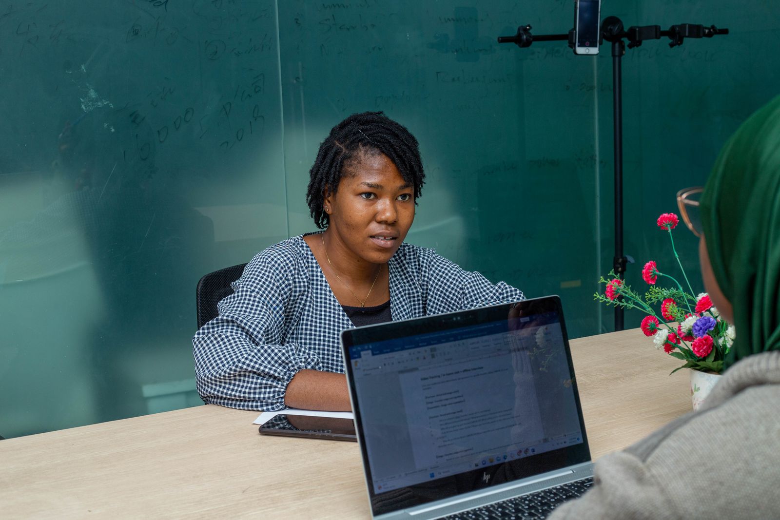 Staff member taking part in a personnel review session